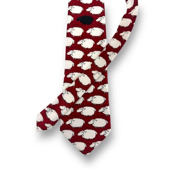 Designs By A Rodgers Men's Black Sheep Neck Tie Maroon Red Stripe Funny Family - Picture 1 of 9